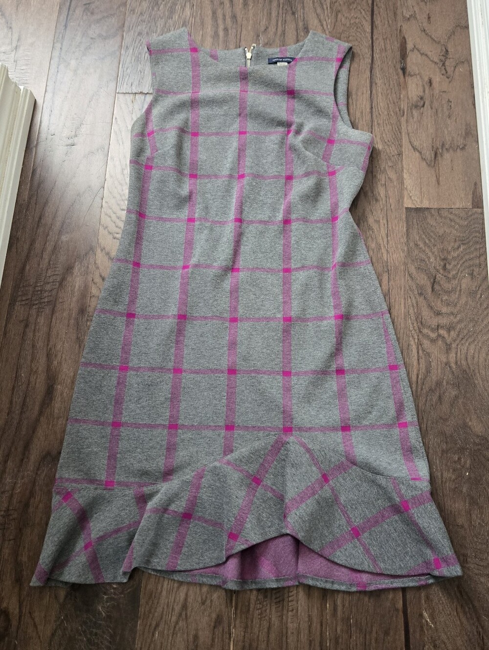 Tommy Hilfiger Gray Dress with Pink Windowpane Plaid